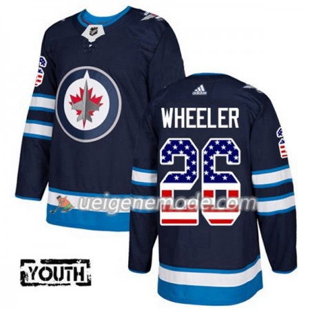 Kinder Eishockey Winnipeg Jets Trikot Blake Wheeler 26 Adidas 2017-2018 Marineblau USA Flag Fashion Authentic